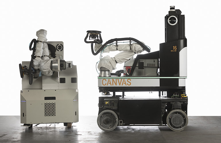 The compact, electric 1200CX robot for drywall finishing from Canvas.