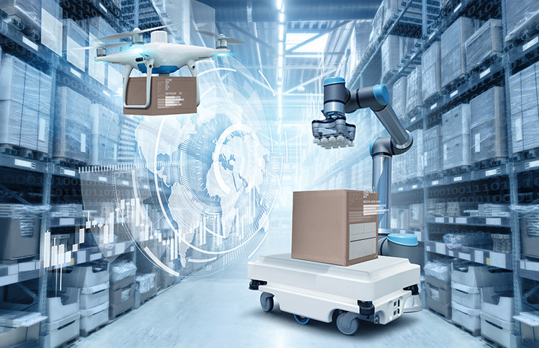 Learn about drones, robots, and software for the intelligent warehouse.