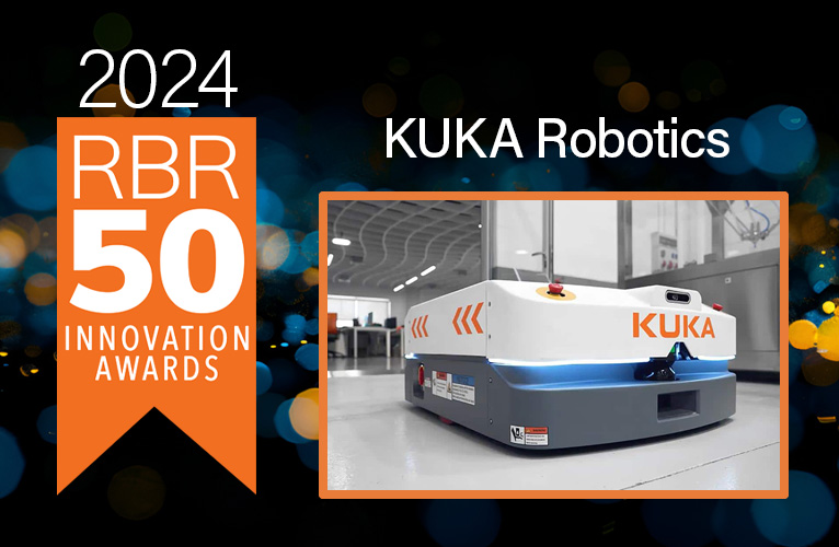 KUKA mobile robot with RBR50 banner.