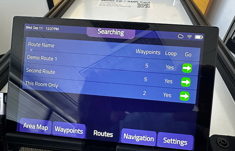 Routes Screen in Quasi Robotics Cloud Connect 2.0.