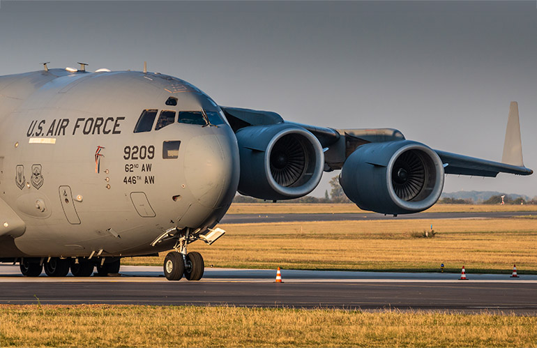 U.S. Air Force cargo plane. Palladyne AI has completed the first phase of a contract.