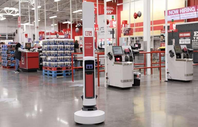 Tally from Simbe Robotics works at BJ's Wholesale Stores, shown here, and other retailers.