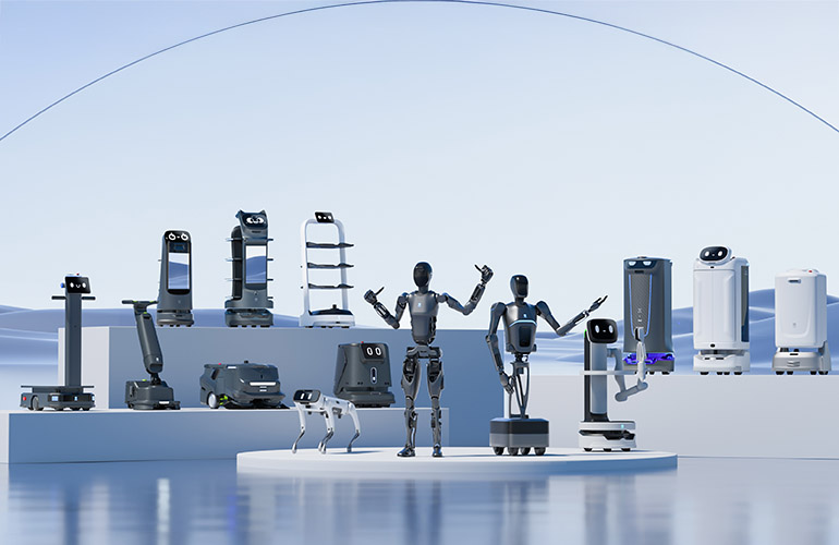 The PUDU D9 humanoid joins a lineup of service robots.