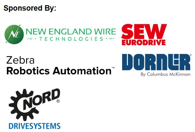 Learn about ASRS deployments thanks to these sponsors: New England Wire, SEW Eurodrive, Dorner, Zebra Robotics Automation, and NORD Drivesystems